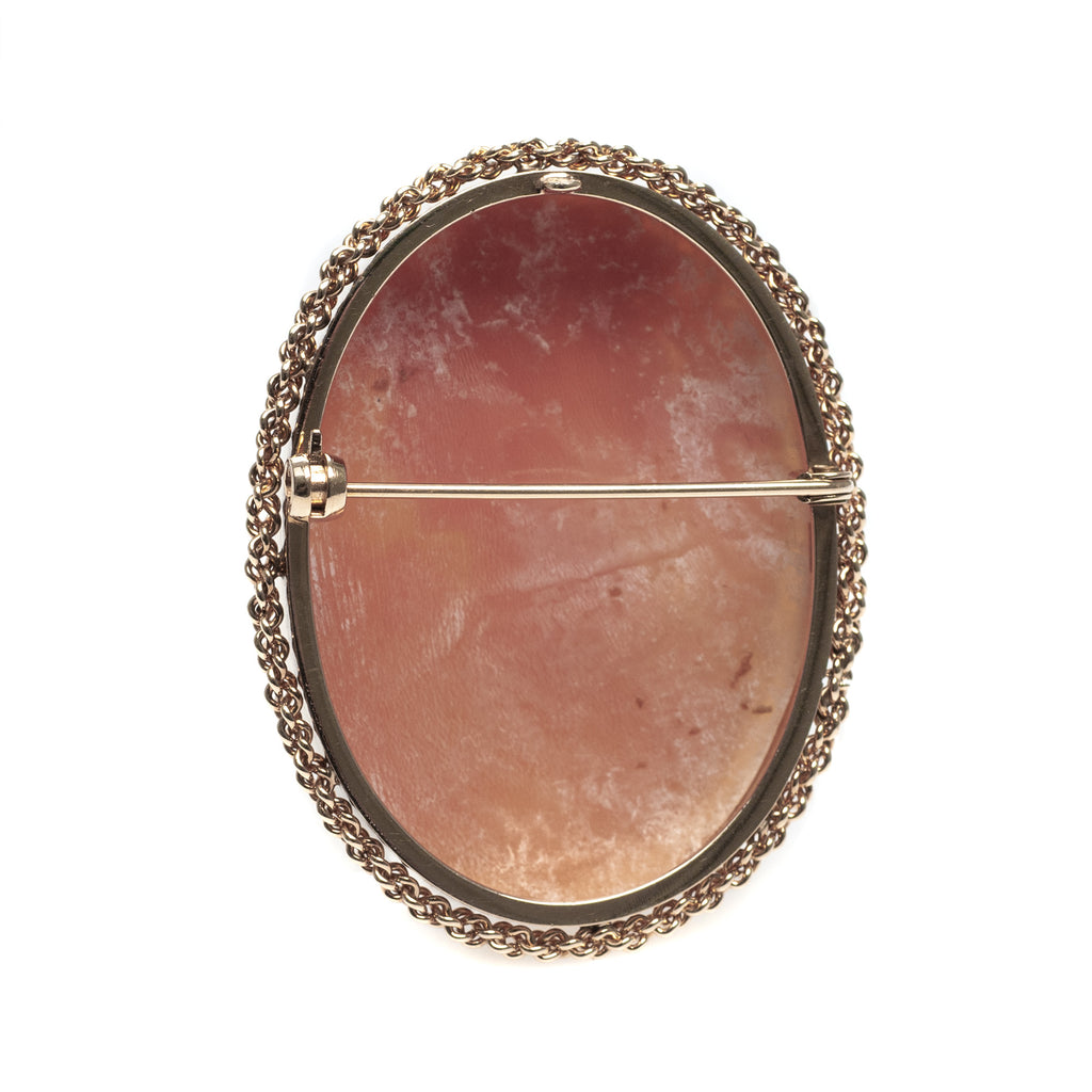 9ct Gold Mount Cameo Brooch Vintage Fine Quality Large Carved Shell Portrait  (Code A445)
