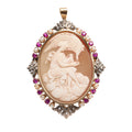 22ct Gold Cameo Brooch/Pendant Diamond Sapphire & Pearl Hebe feeding Zeus (Code A456)