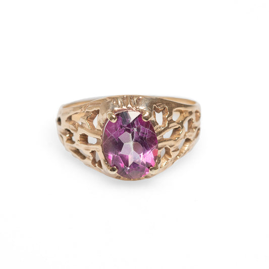 Vintage 9ct Gold Ring & Purple Topaz 2.4ct Gemstone Ladies Size P (Code A466)
