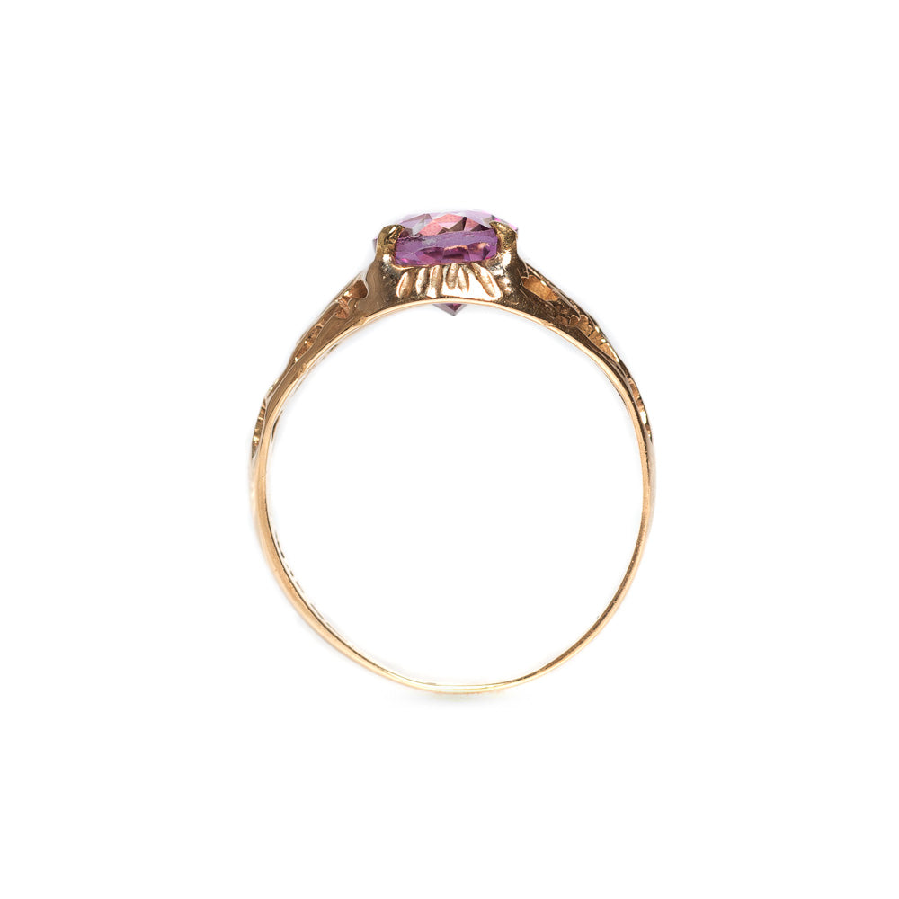 Vintage 9ct Gold Ring & Purple Topaz 2.4ct Gemstone Ladies Size P (Code A466)