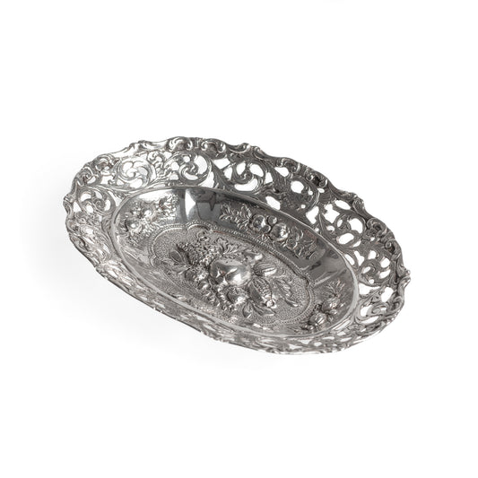 Sterling Silver Bonbon/Sweets Dish With Pierced Work - Vintage 1948 (Code A471)