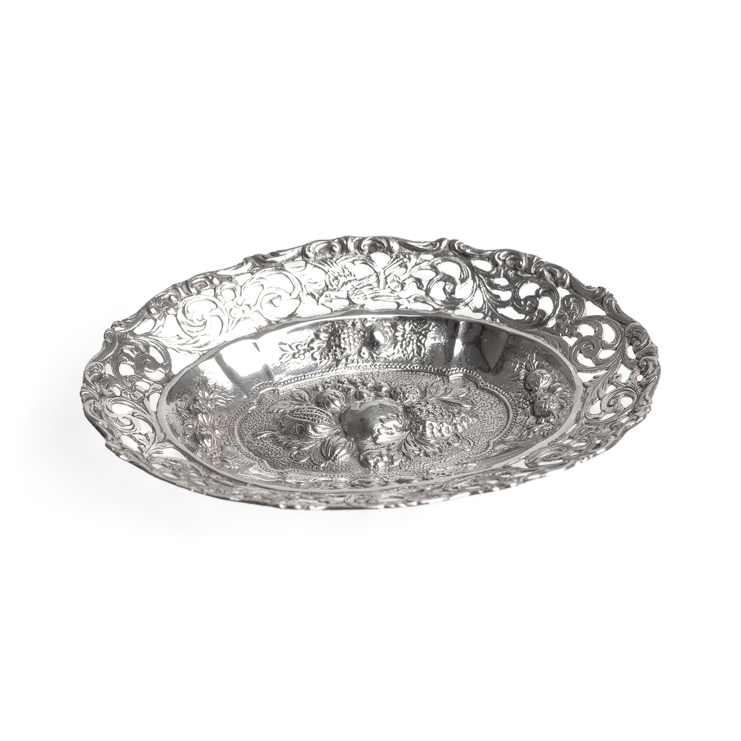 Sterling Silver Bonbon/Sweets Dish With Pierced Work - Vintage 1948 (Code A471)