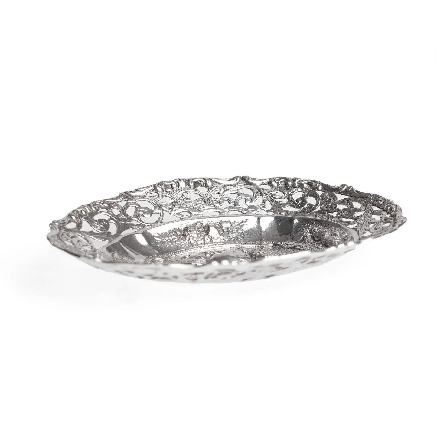 Sterling Silver Bonbon/Sweets Dish With Pierced Work - Vintage 1948 (Code A471)