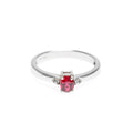 9ct White Gold Ruby & Topaz Engagement Ring Brilliant Cut Stone Size N (Code A563)
