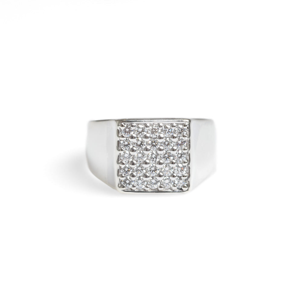 9ct White Gold Diamond Ring By Rocks & Co Square 5x5 Design Setting Size M1/2  (Code A588)