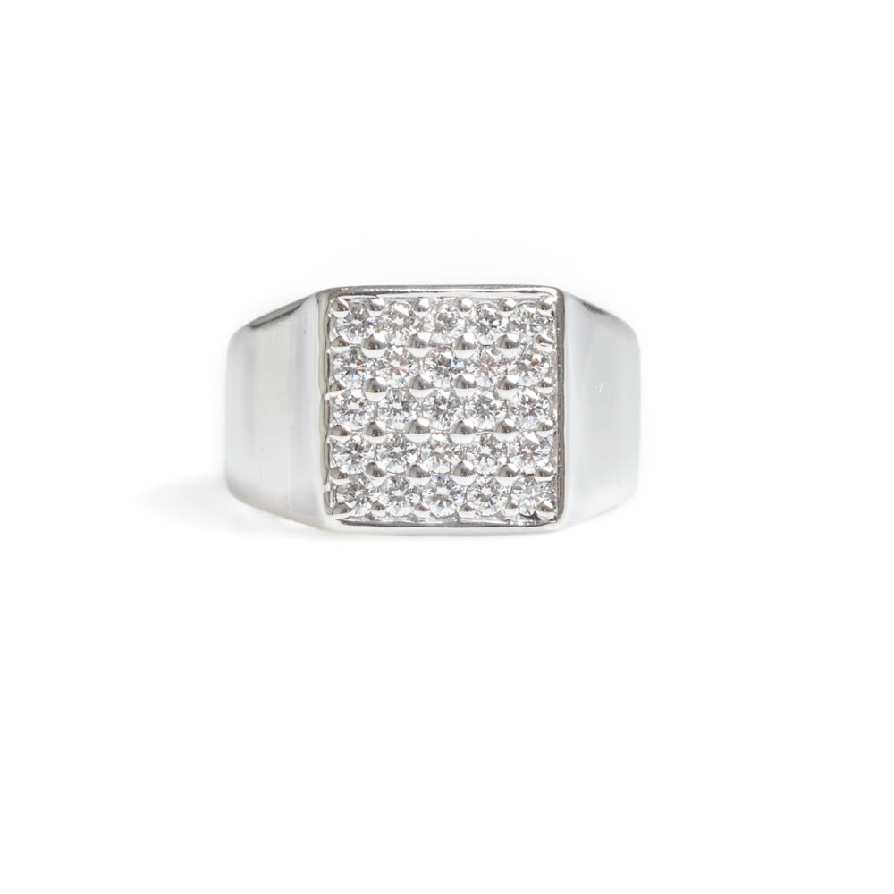 9ct White Gold Diamond Ring By Rocks & Co Square 5x5 Design Setting Size M1/2  (Code A588)