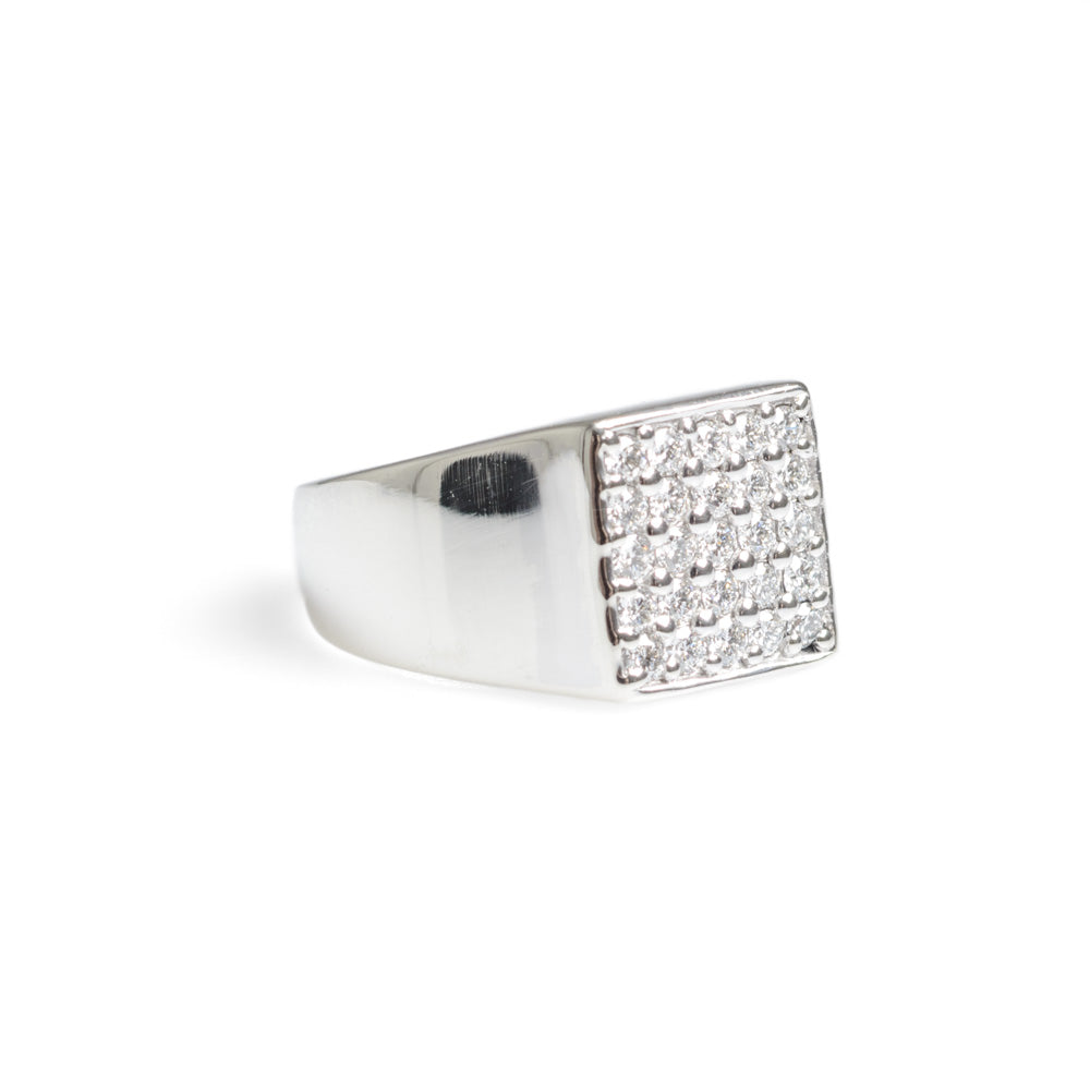 9ct White Gold Diamond Ring By Rocks & Co Square 5x5 Design Setting Size M1/2  (Code A588)