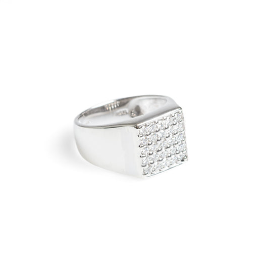 9ct White Gold Diamond Ring By Rocks & Co Square 5x5 Design Setting Size M1/2  (Code A588)