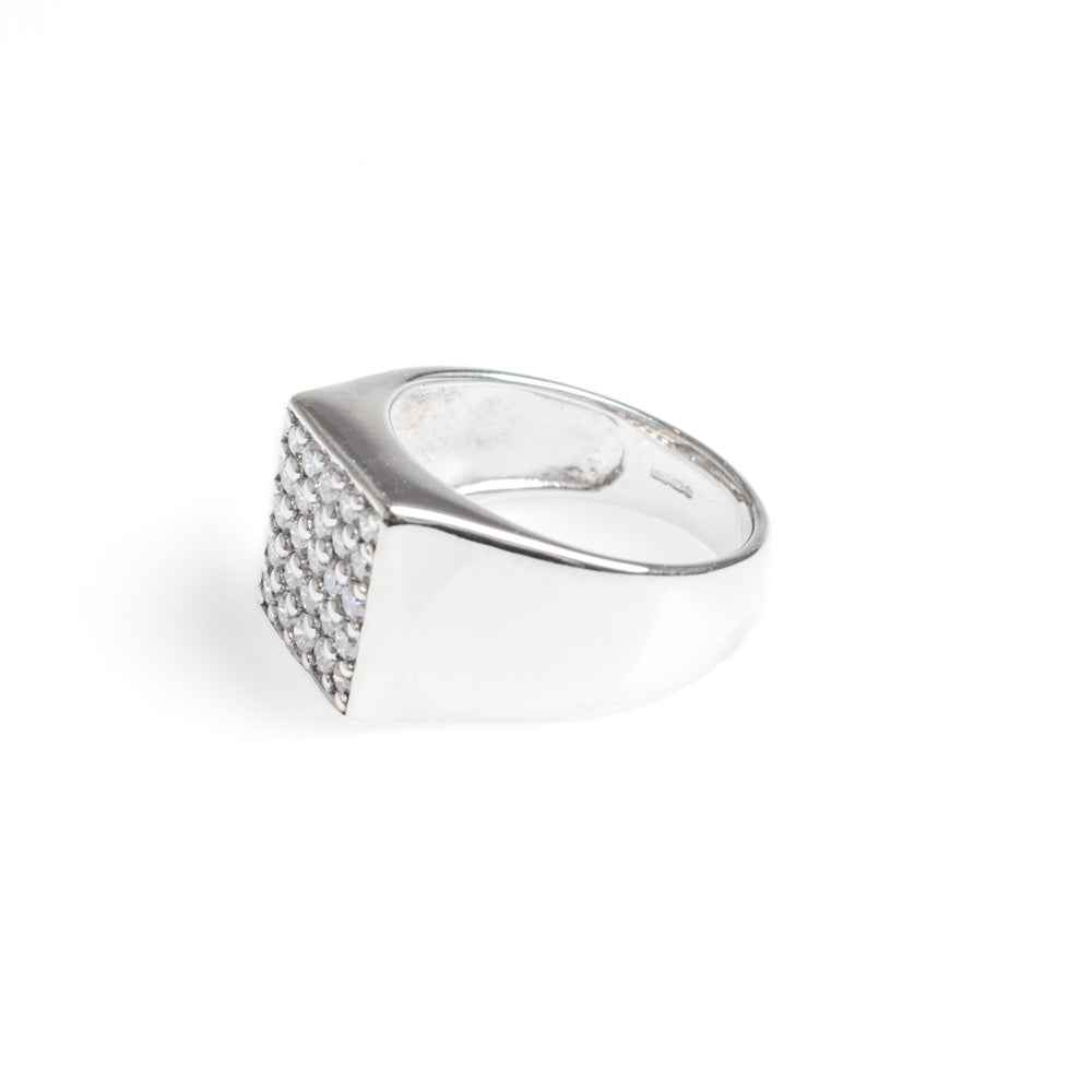 9ct White Gold Diamond Ring By Rocks & Co Square 5x5 Design Setting Size M1/2  (Code A588)