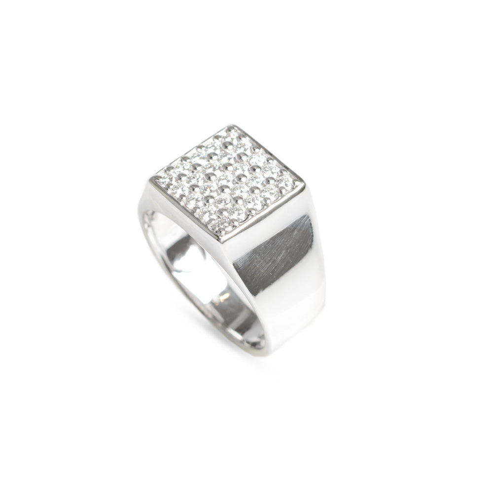 9ct White Gold Diamond Ring By Rocks & Co Square 5x5 Design Setting Size M1/2  (Code A588)