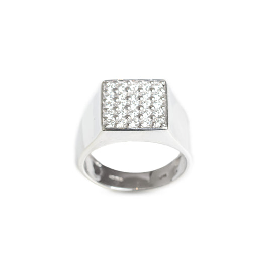 9ct White Gold Diamond Ring By Rocks & Co Square 5x5 Design Setting Size M1/2  (Code A588)