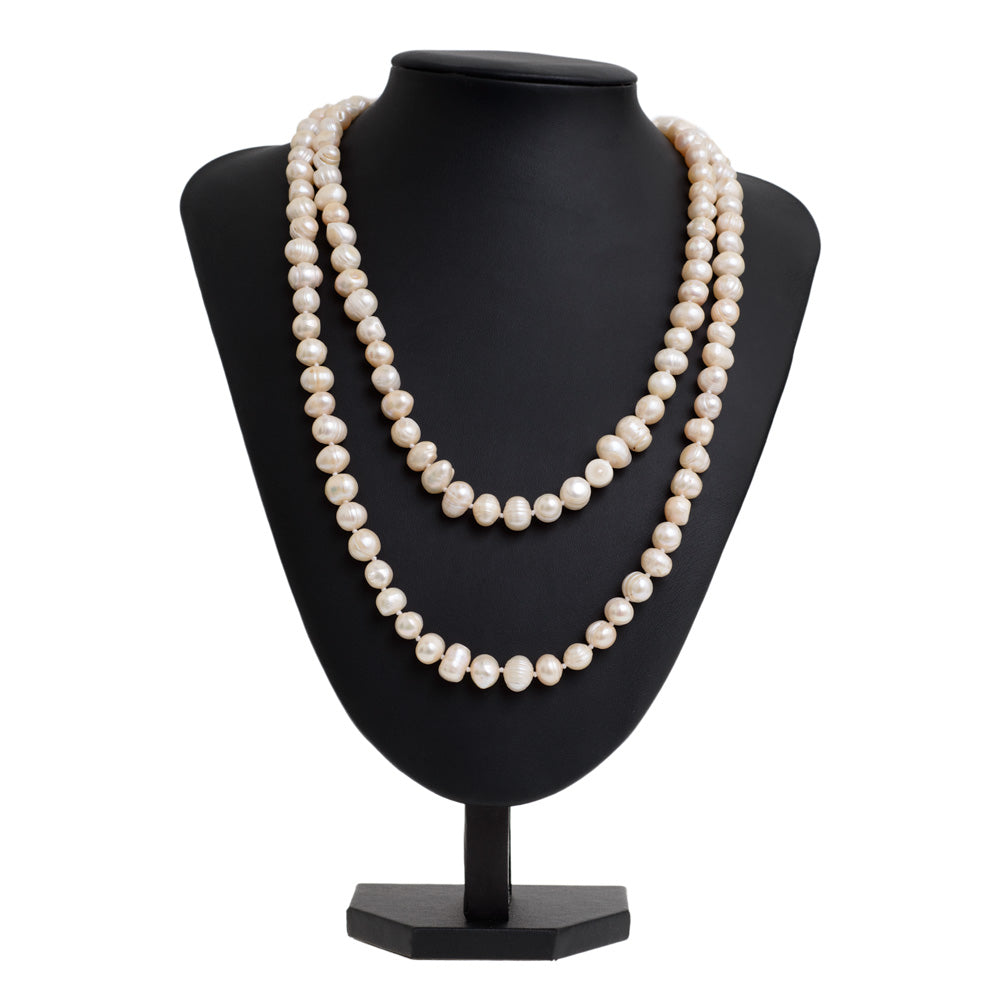 Vintage Fresh Water Baroque Pearl Extra Long Necklace 46.5 Inch Weight 128 grams  (Code A616)