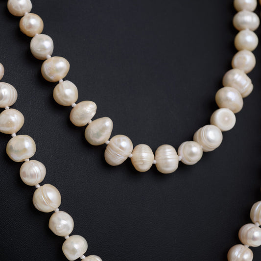 Vintage Fresh Water Baroque Pearl Extra Long Necklace 46.5 Inch Weight 128 grams  (Code A616)