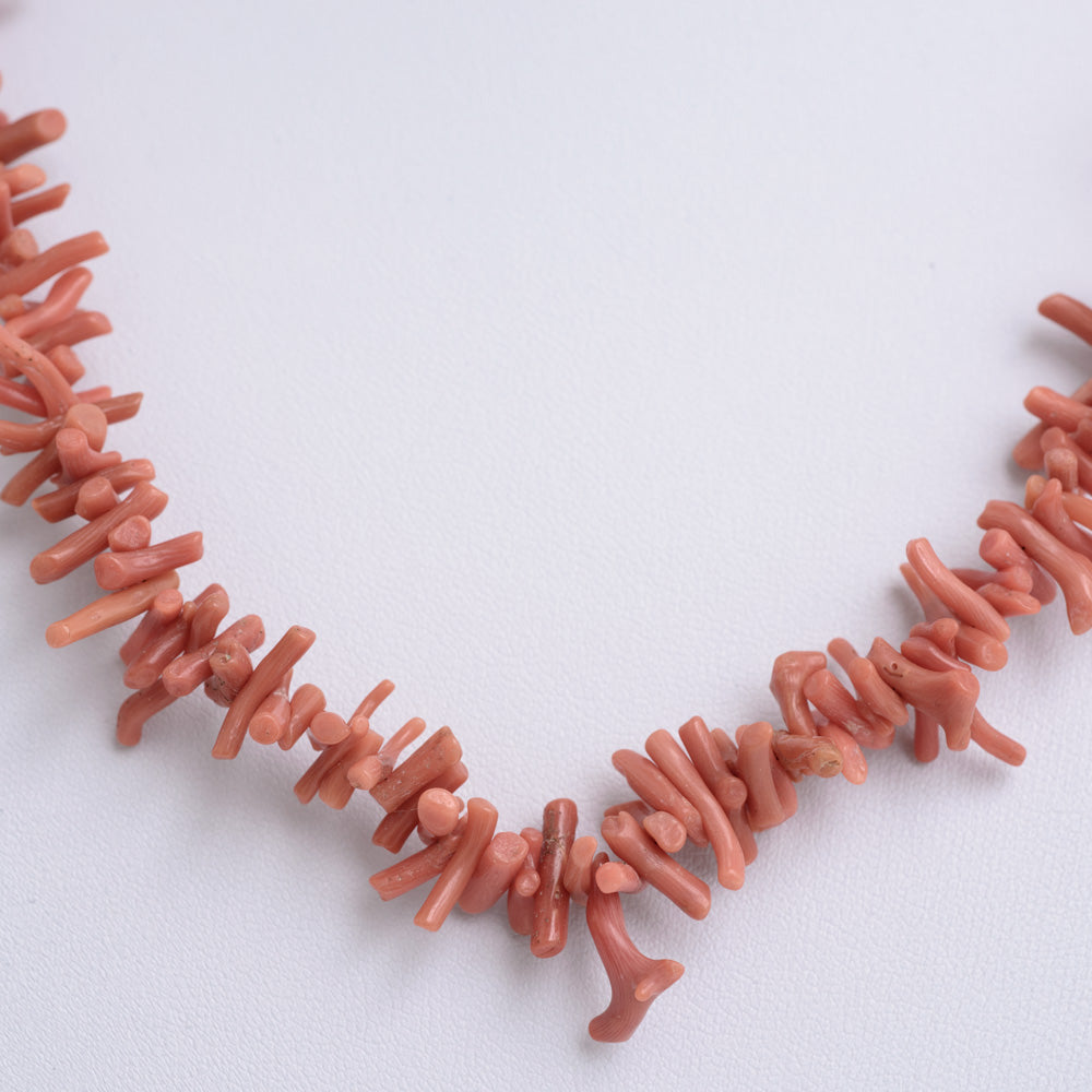 Vintage Natural Coral Corallium Rubrum Branch Necklace 25" Dusky Salmon Pink (Code A618)