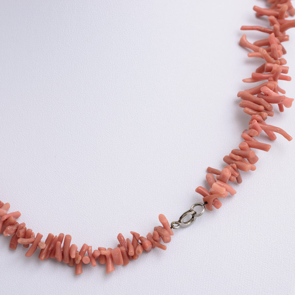 Vintage Natural Coral Corallium Rubrum Branch Necklace 25" Dusky Salmon Pink (Code A618)