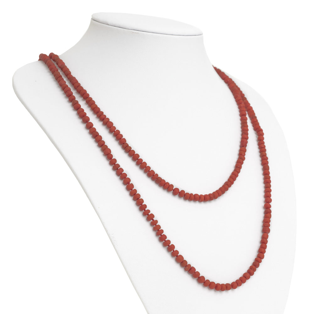 Vintage/Antique 18ct Gold & Hand Cut Red Coral Bead Double Strand Necklace  (Code A621)