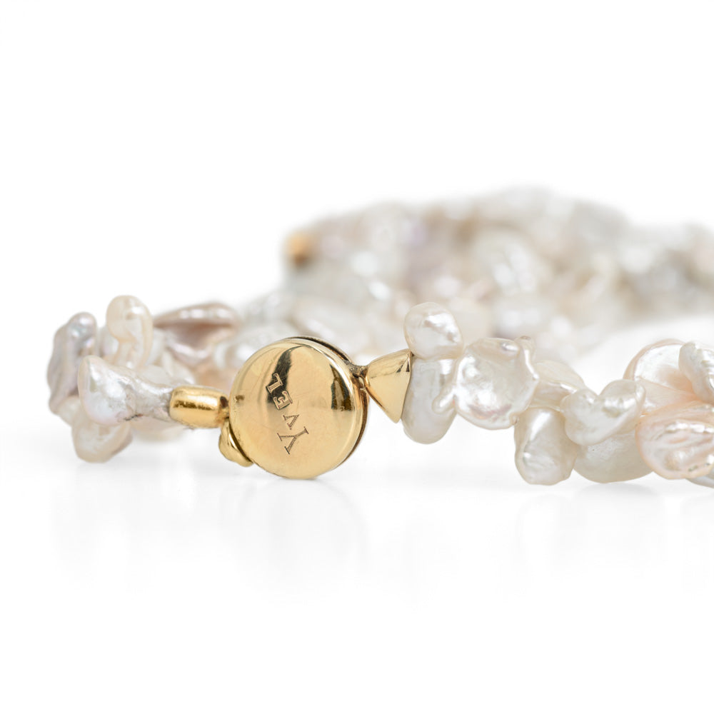Yvel Designer 18 Carat Gold & Double Baroque Pearl Necklace With Gold Nuggets  (Code A644)