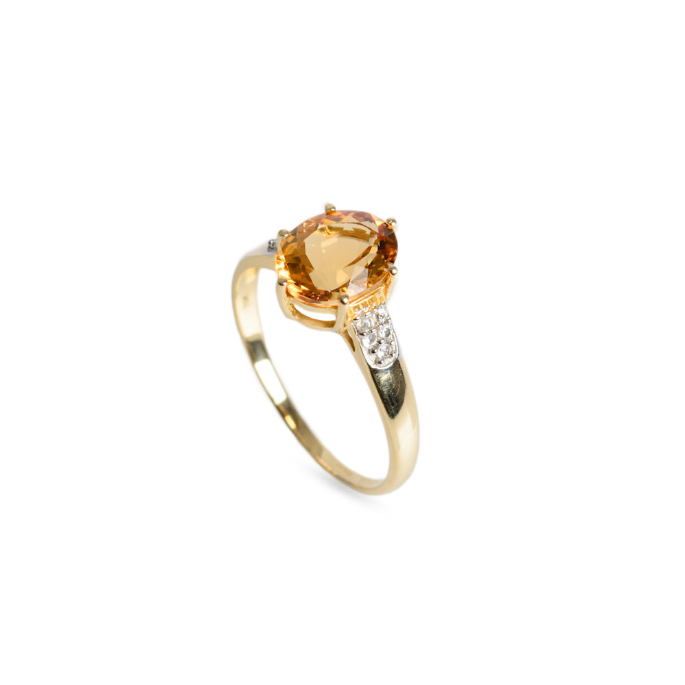 9ct Gold Ring Set With Scapolite Gemstone With Zircon Accents Hallmarked Ltd Edn (Code A653)