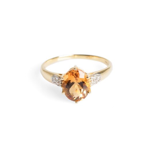 9ct Gold Ring Set With Scapolite Gemstone With Zircon Accents Hallmarked Ltd Edn (Code A653)