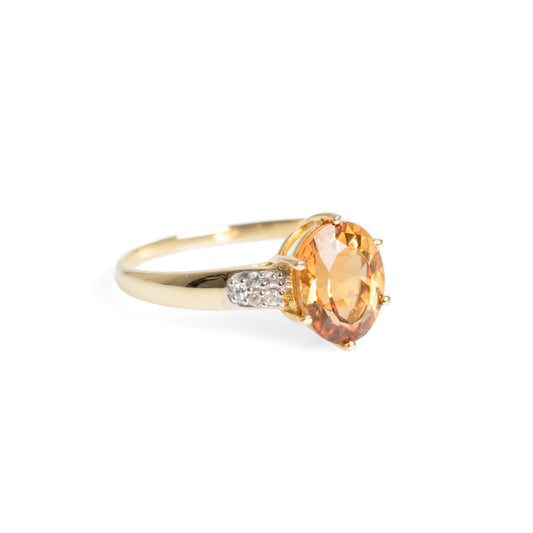 9ct Gold Ring Set With Scapolite Gemstone With Zircon Accents Hallmarked Ltd Edn (Code A653)
