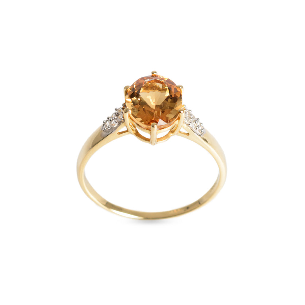 9ct Gold Ring Set With Scapolite Gemstone With Zircon Accents Hallmarked Ltd Edn (Code A653)