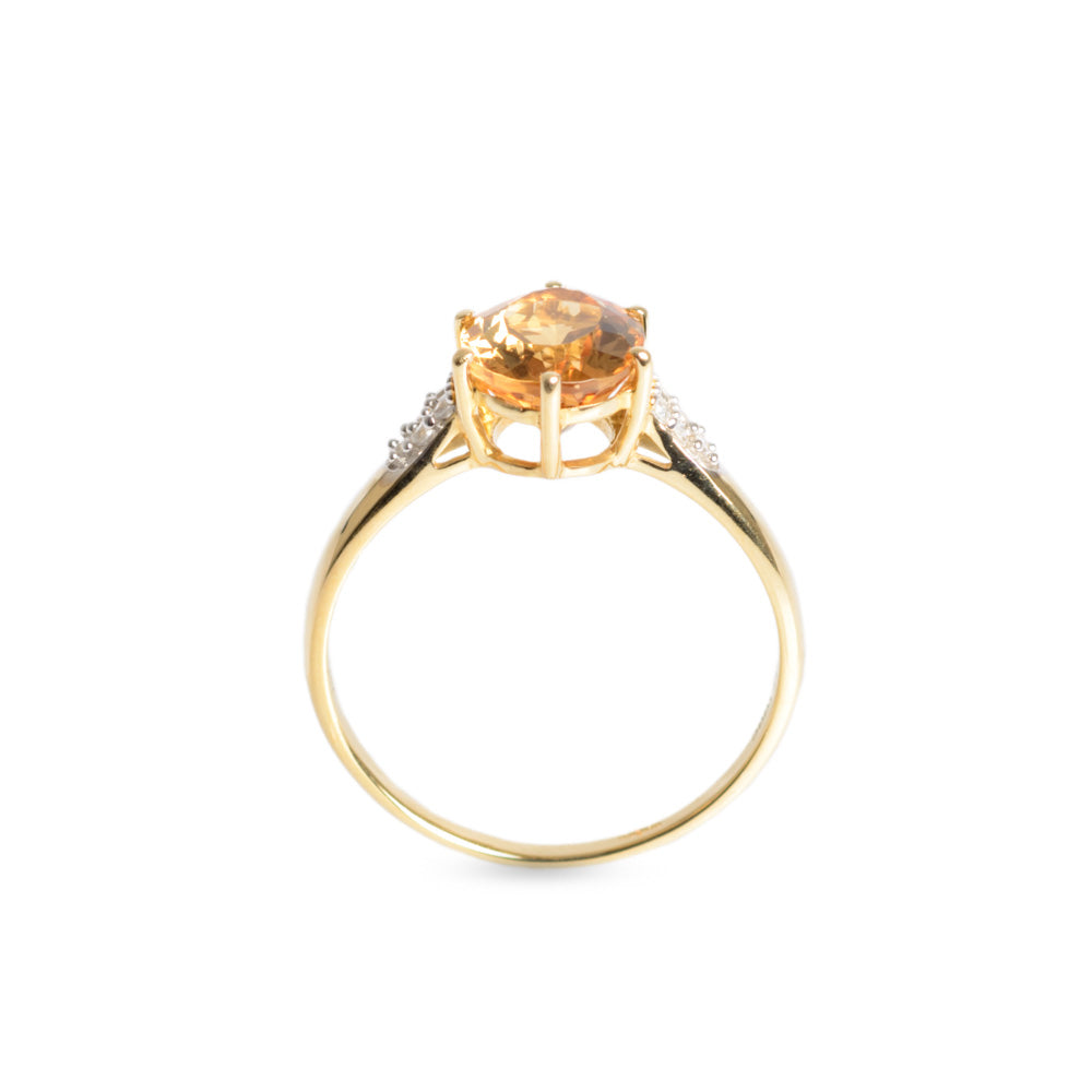 9ct Gold Ring Set With Scapolite Gemstone With Zircon Accents Hallmarked Ltd Edn (Code A653)