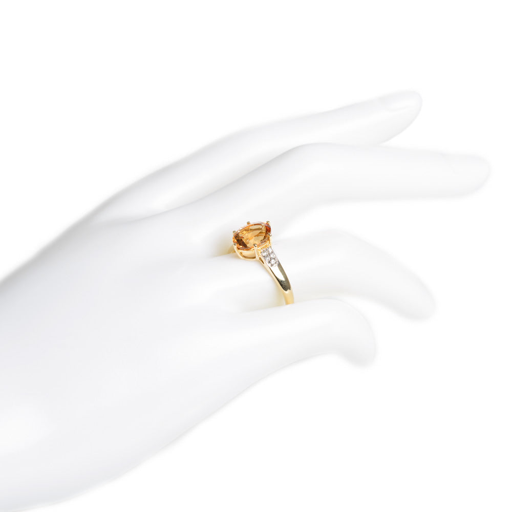 9ct Gold Ring Set With Scapolite Gemstone With Zircon Accents Hallmarked Ltd Edn (Code A653)