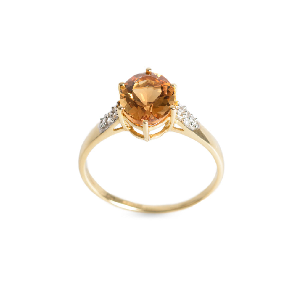 9ct Gold Ring Set With Scapolite Gemstone With Zircon Accents Hallmarked Ltd Edn (Code A653)