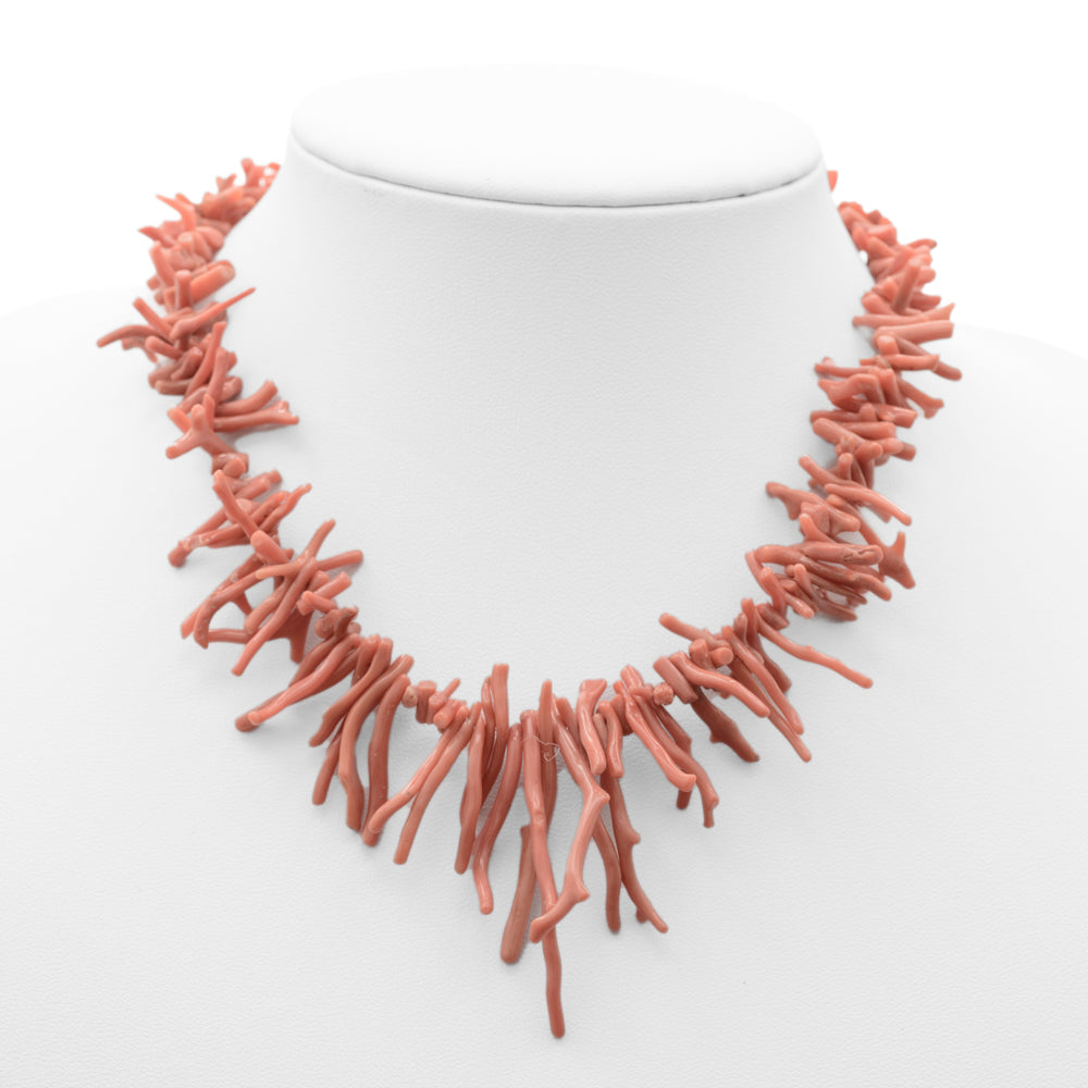 Vintage Natural Coral Corallium Rubrum Branch Choker Necklace (Code A665)