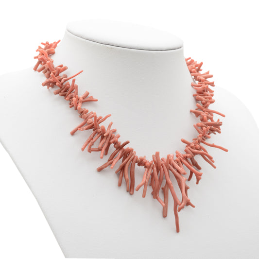 Vintage Natural Coral Corallium Rubrum Branch Choker Necklace (Code A665)