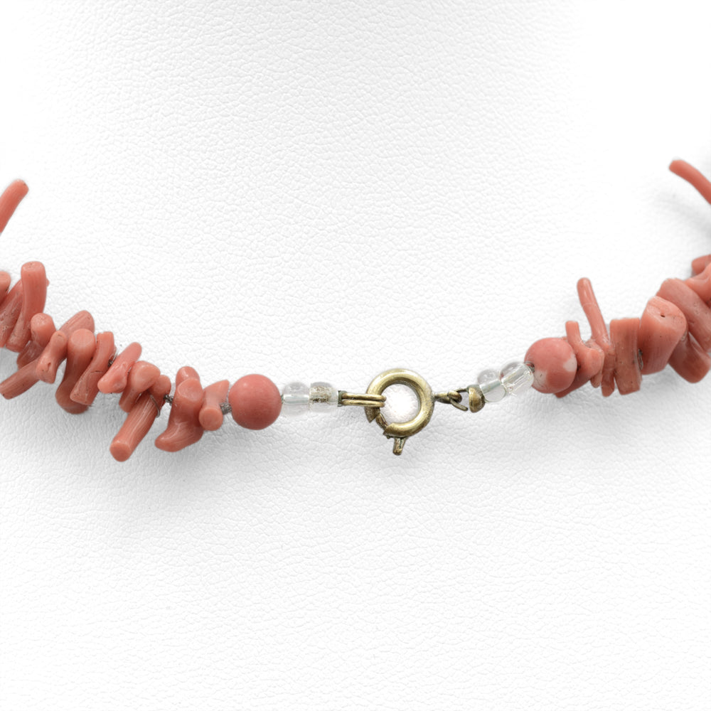 Vintage Natural Coral Corallium Rubrum Branch Choker Necklace (Code A665)
