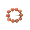 Georgian Coral and 9ct Gold Brooch / Pin Open Ring Design - Antique Estate Jewelry  (Code A674)
