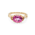 9ct Gold Pink Topaz Ring With Diamond Accents Hallmarked B'ham 2008 Size N  (Code A691)