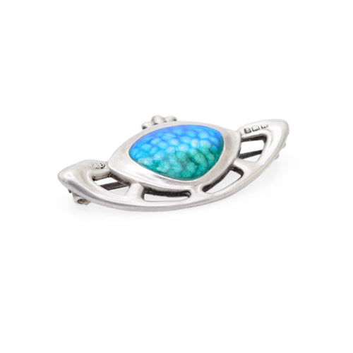 Antique Art Nouveau Silver & Enamel Brooch by Marples & Beasley B'ham 1909  (Code A694)
