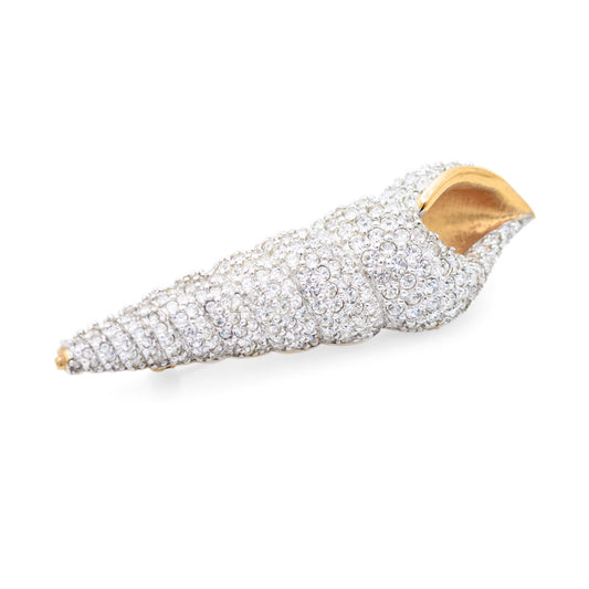 Rare Swarovski Crystal Pave Set Conch Shell Brooch Boxed - Retired (Code A711)