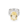9ct White Gold Ring With Large 8.5 Carat Lemon Citrine Gemstone Hallmarked Birmingham 1997  (Code A714)