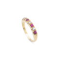 Vintage 9ct Gold Ruby & Rock Crystal Quartz Half Eternity Ring Ladies Size O  (Code A731)