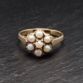 Antique/Vintage 9ct Gold & Pearl Flower Cluster Ring Size O US Size 7.25  (Code A732)