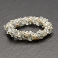 Vintage Elasticated Bracelet With Cultured Pearls, Topaz, And Quartz Tumbled Polished Chips (Code A748)