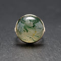 RESERVED FOR JILL Antique 9ct Gold & Large Moss Agate Cabochon Ring Size N (Code A761)
