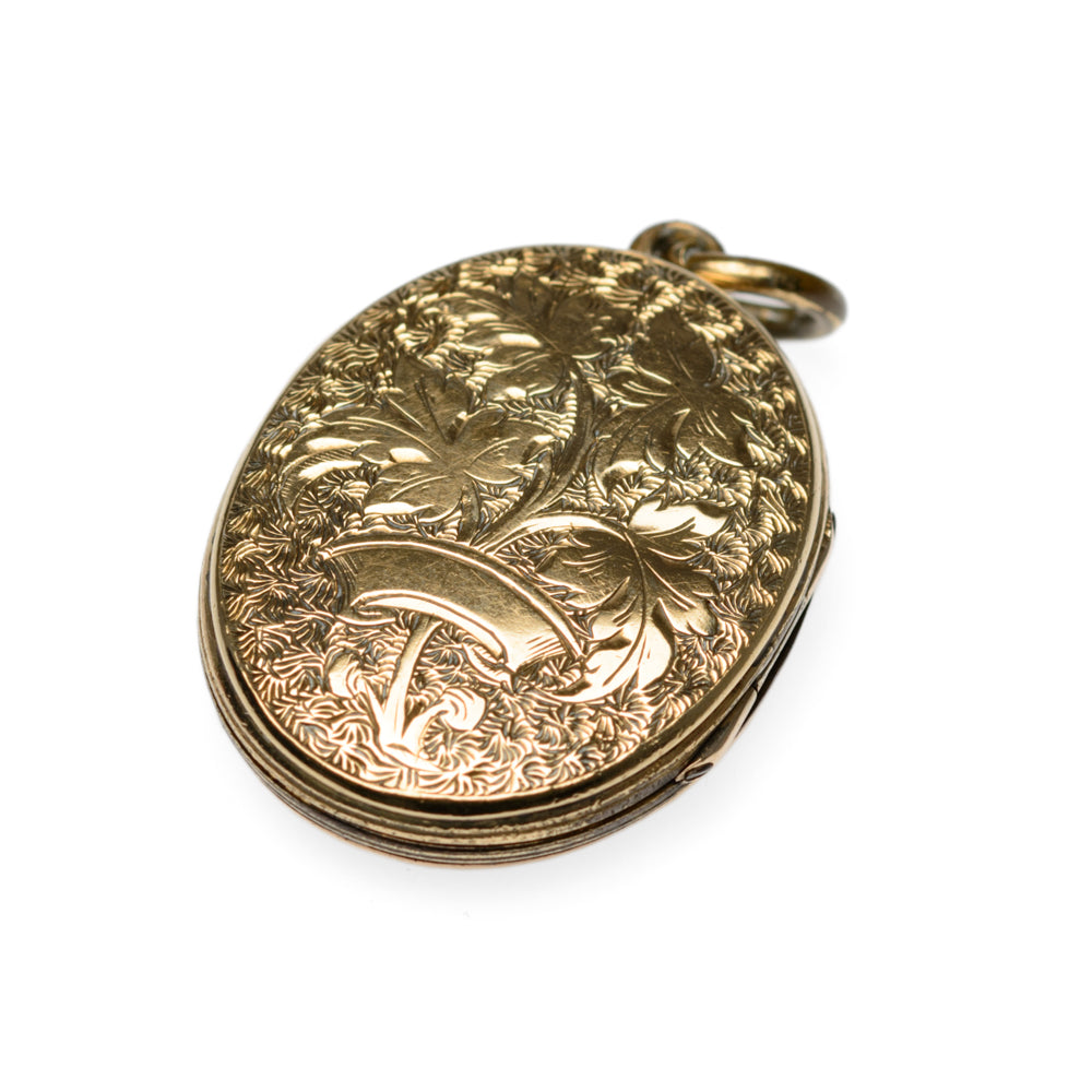 Antique Victorian 9ct Gold Enamel Seed Pearl & Coral Sweetheart Locket Pendant (Code A2022)