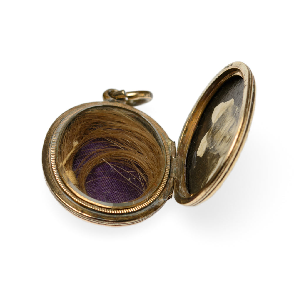 Antique Victorian 9ct Gold Enamel Seed Pearl & Coral Sweetheart Locket Pendant (Code A2022)