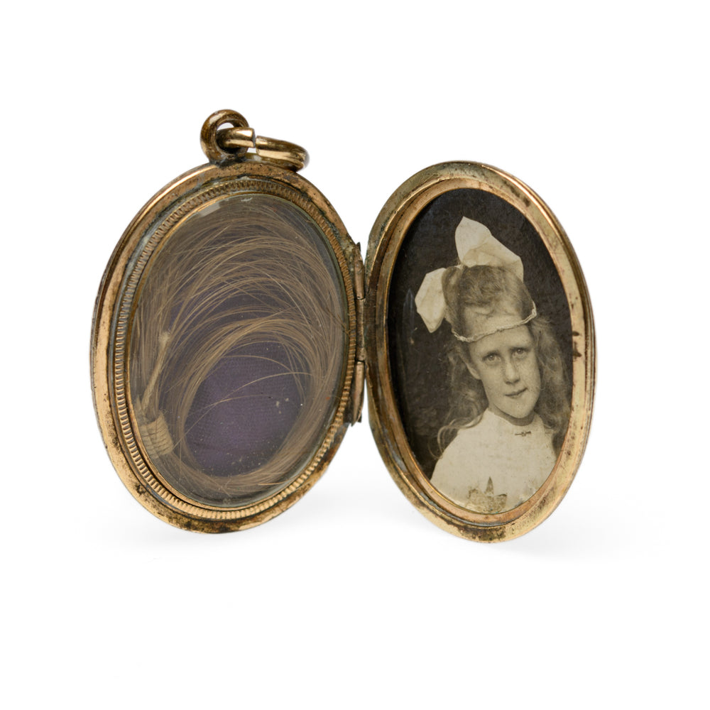 Antique Victorian 9ct Gold Enamel Seed Pearl & Coral Sweetheart Locket Pendant (Code A2022)