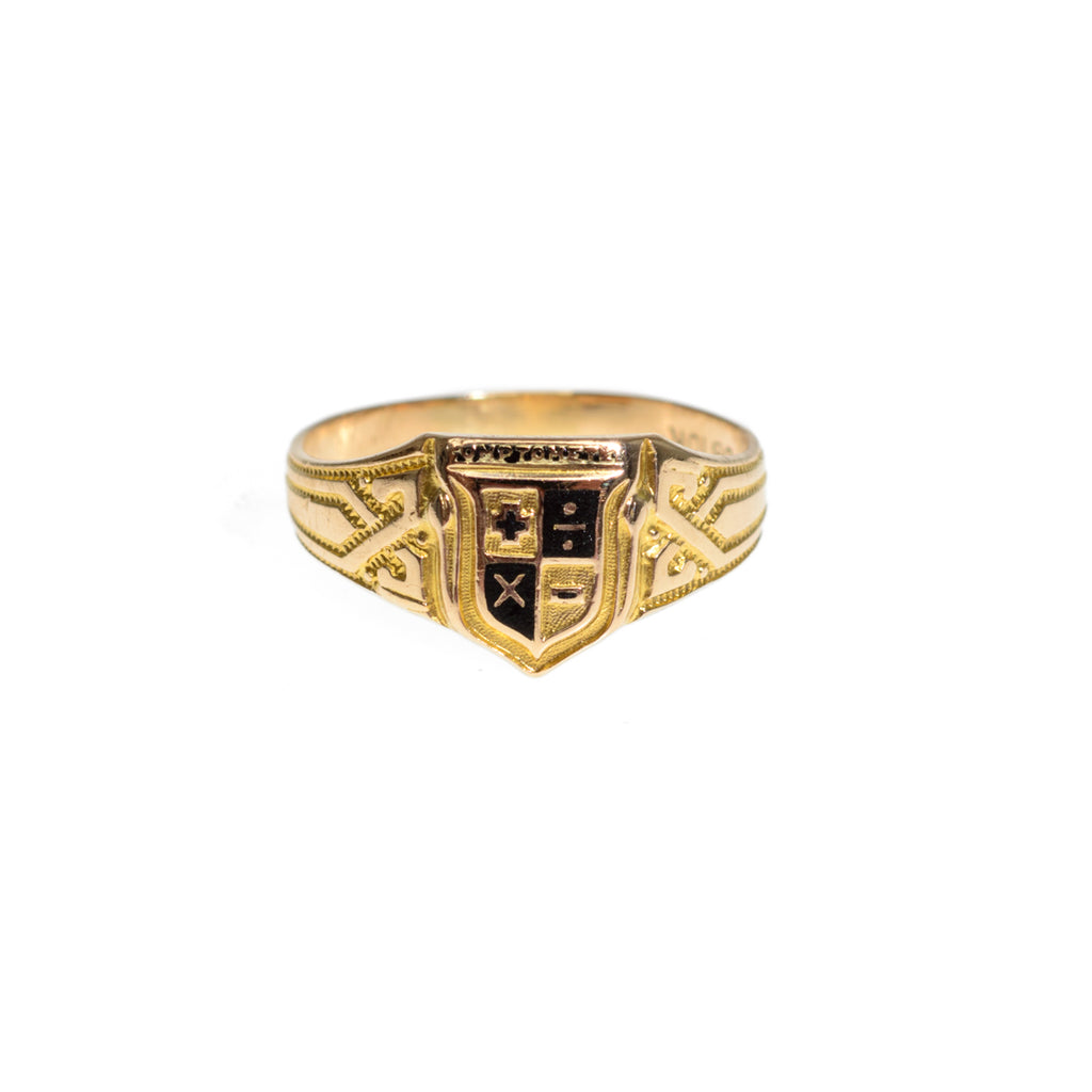 Rare Antique/Vintage Osby & Barton 10K Gold & Enamel Comptometer Maths Ring  (Code A815)