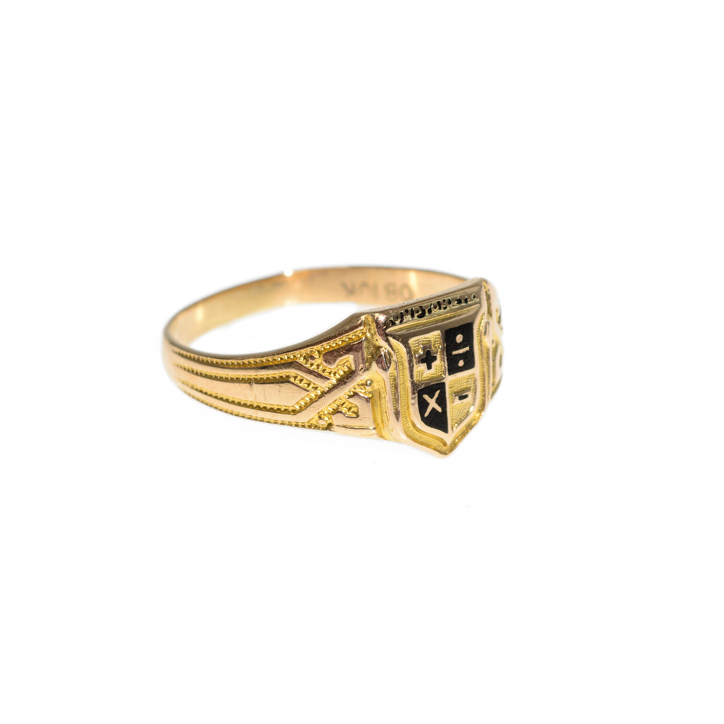 Rare Antique/Vintage Osby & Barton 10K Gold & Enamel Comptometer Maths Ring  (Code A815)
