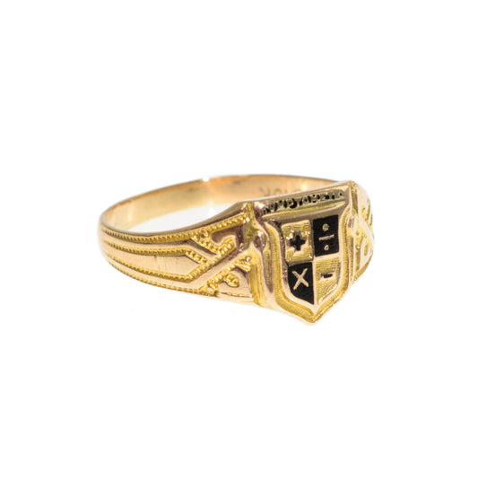Rare Antique/Vintage Osby & Barton 10K Gold & Enamel Comptometer Maths Ring  (Code A815)