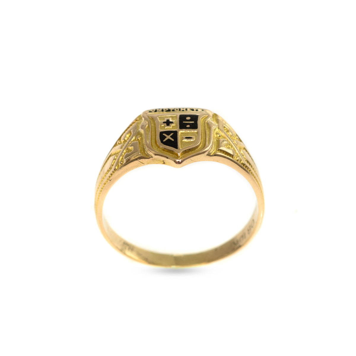 Rare Antique/Vintage Osby & Barton 10K Gold & Enamel Comptometer Maths Ring  (Code A815)