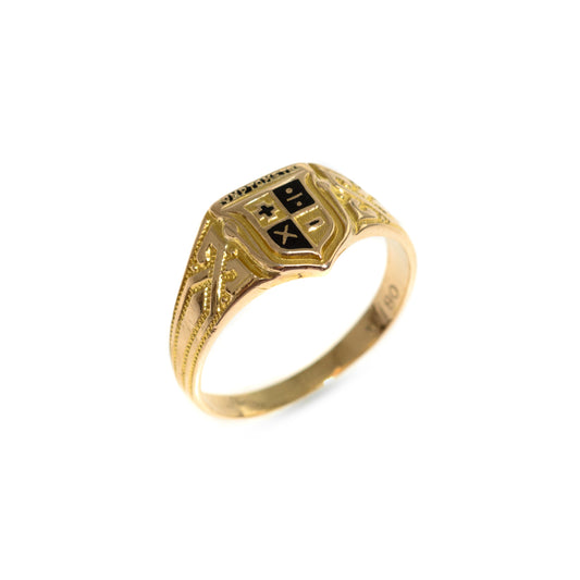 Rare Antique/Vintage Osby & Barton 10K Gold & Enamel Comptometer Maths Ring  (Code A815)