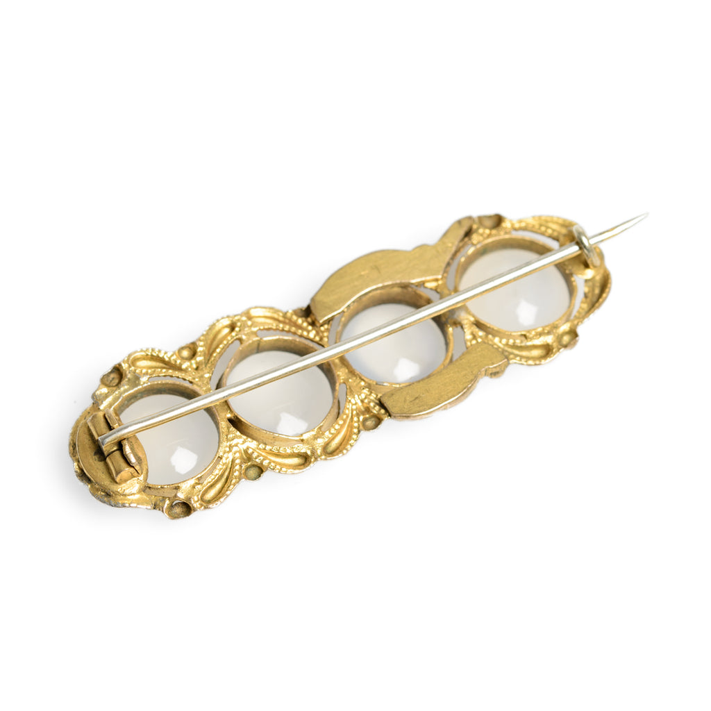 Antique Georgian Pinchbeck & Moonstone Cabochon Line Brooch (Code A833)