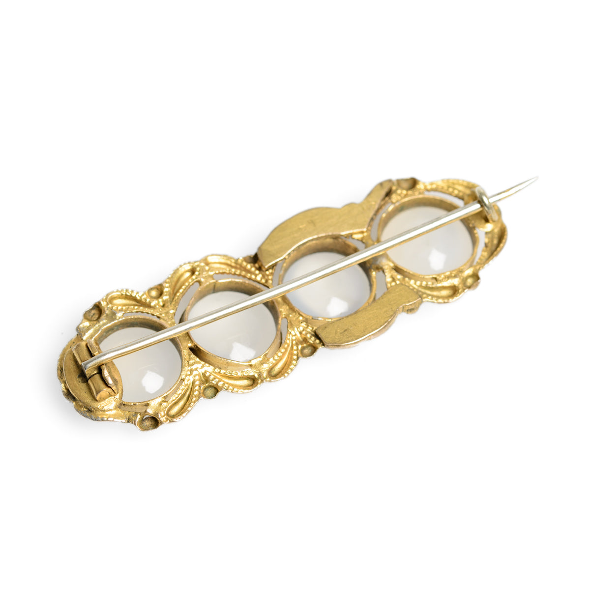 Antique Georgian Pinchbeck & Moonstone Cabochon Line Brooch (Code A833)